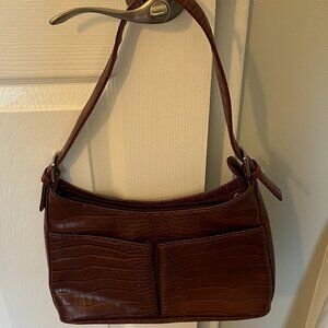 Charter Club Faux Leather Brown Shoulder Bag